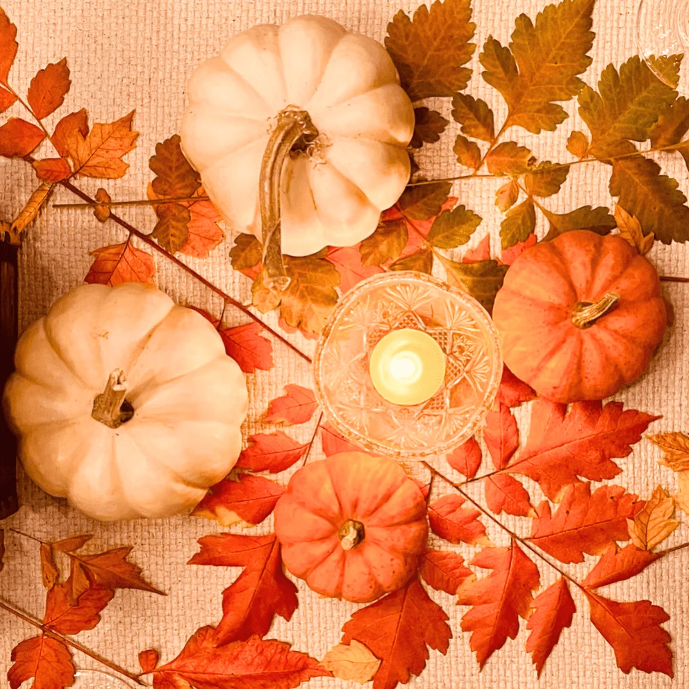fall leaves and candle