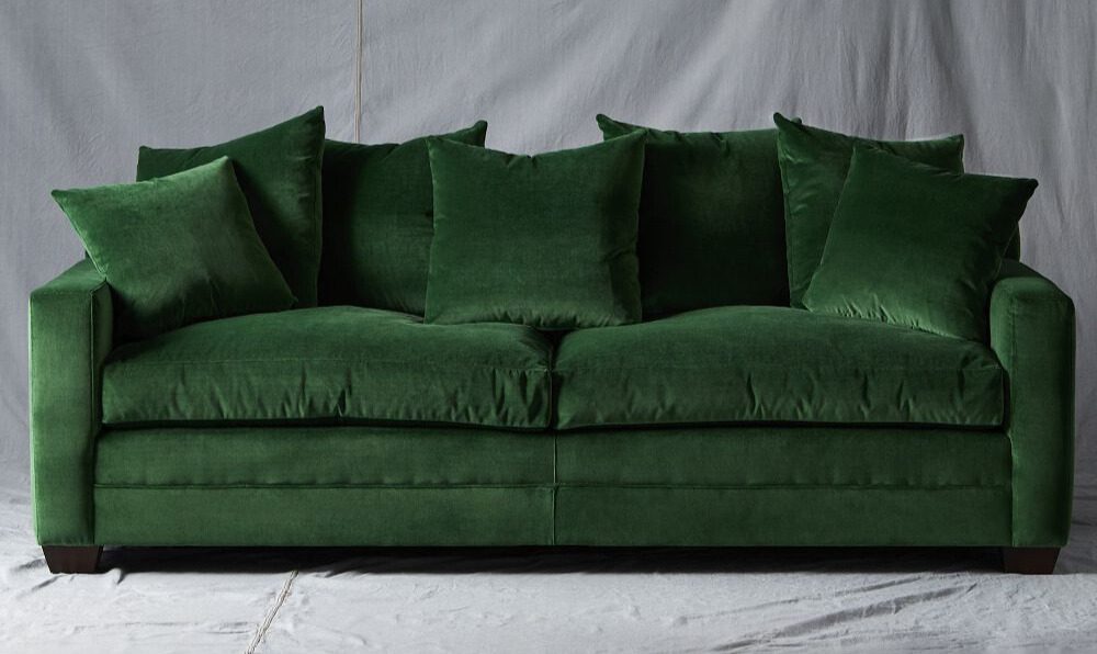 Classic green velvet sofa