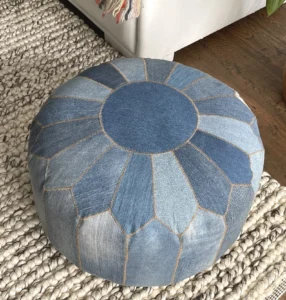 recycled denim footstool/pouf