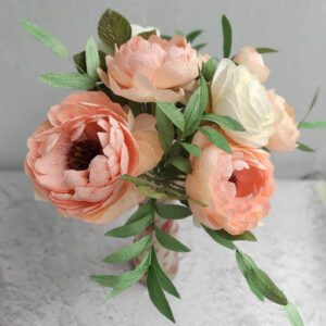 crepe paper pink and white peonies for mom