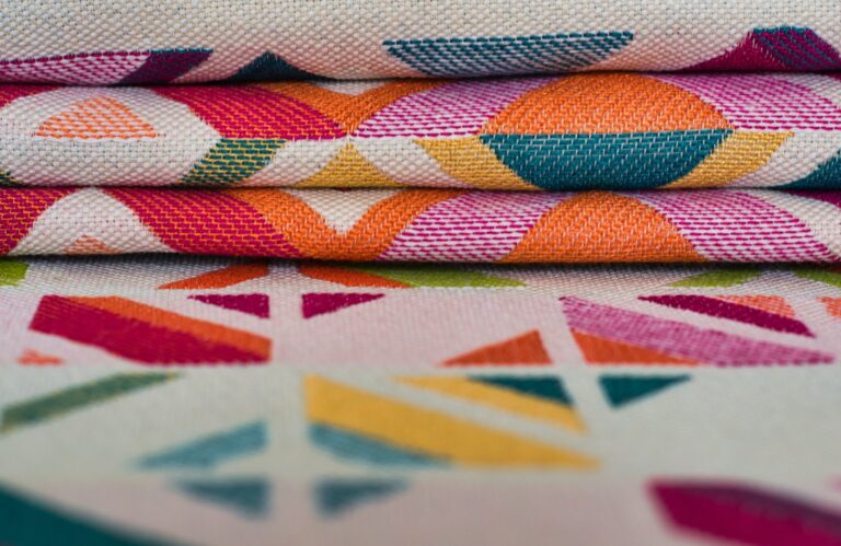 folded fabric with a colorful triangle pattern